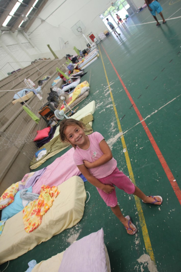temporary shelter in gymnastics hall